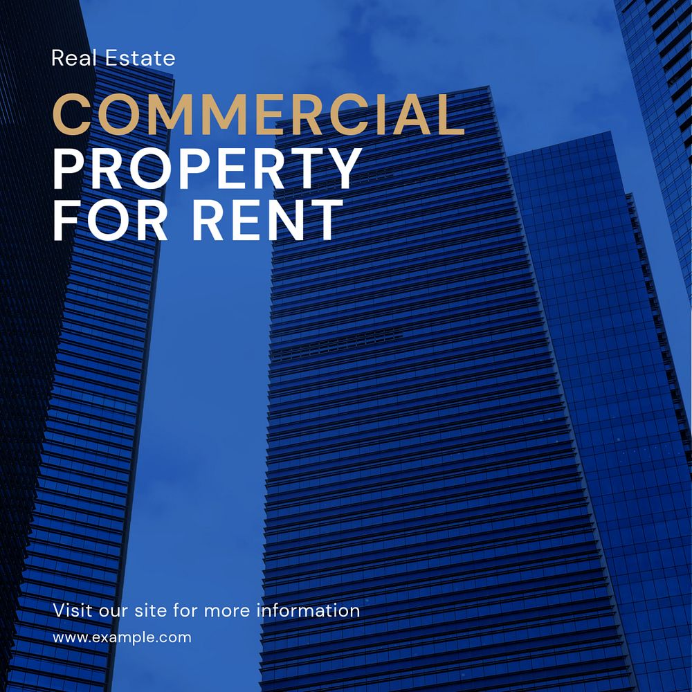 Commercial property rental  Instagram post template, editable text