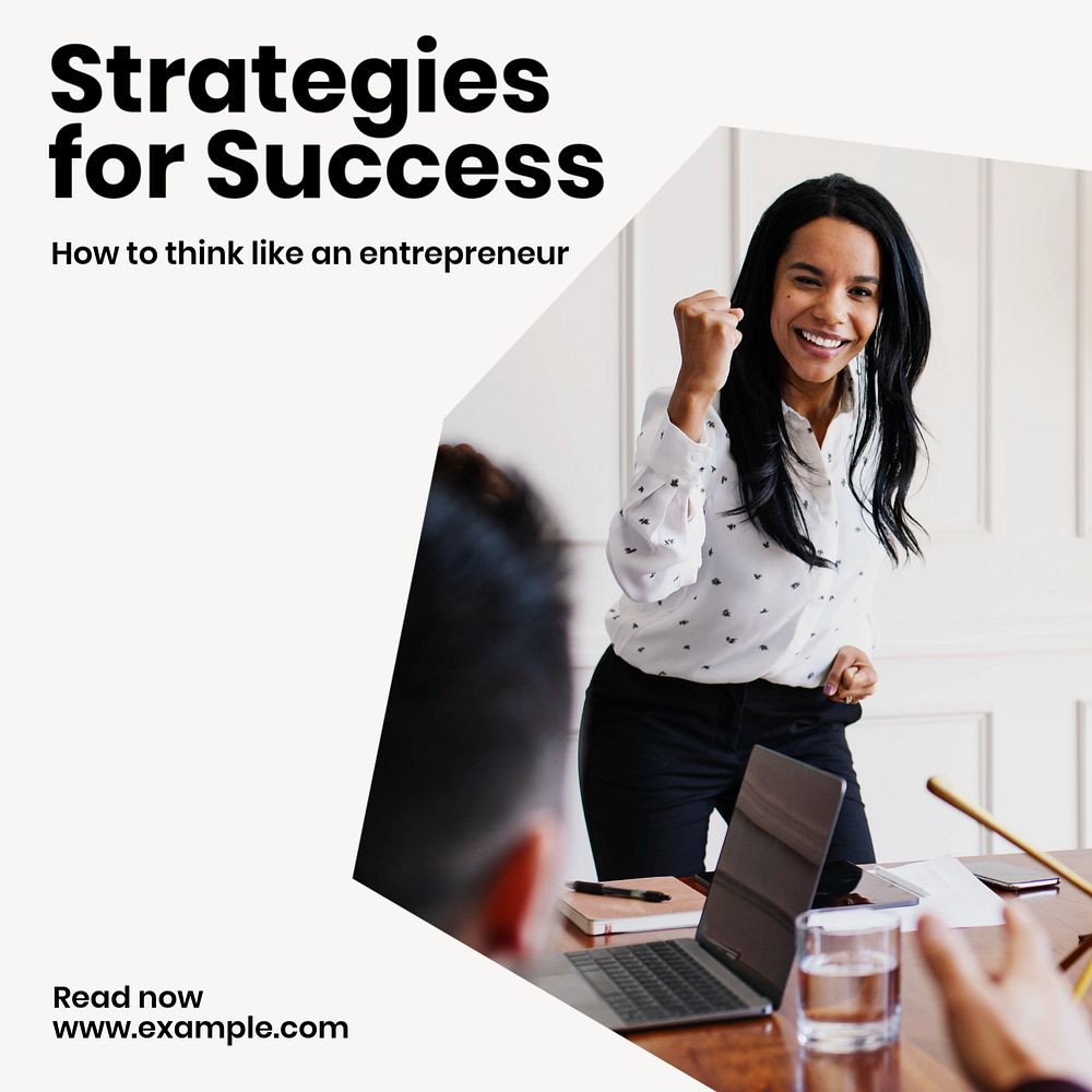 Strategies for success Instagram post template, editable text