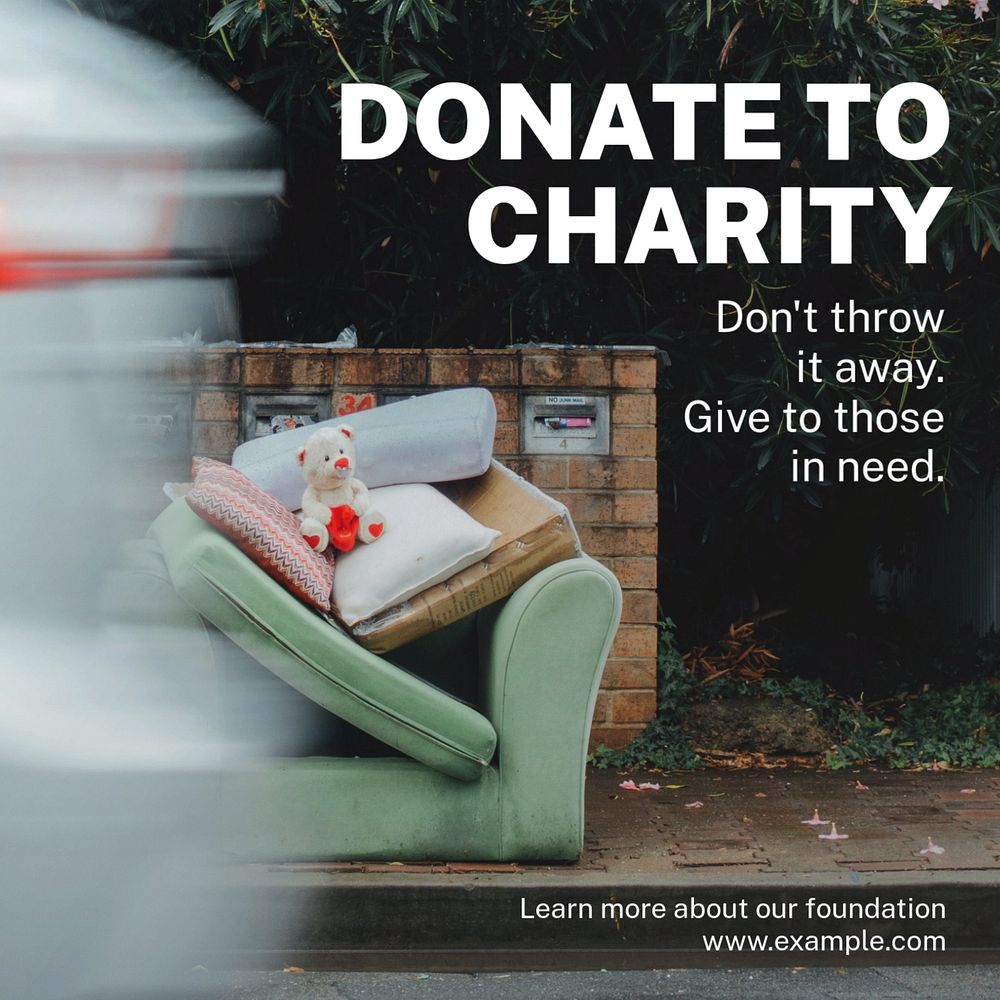 Donate to charity Instagram post template, editable text