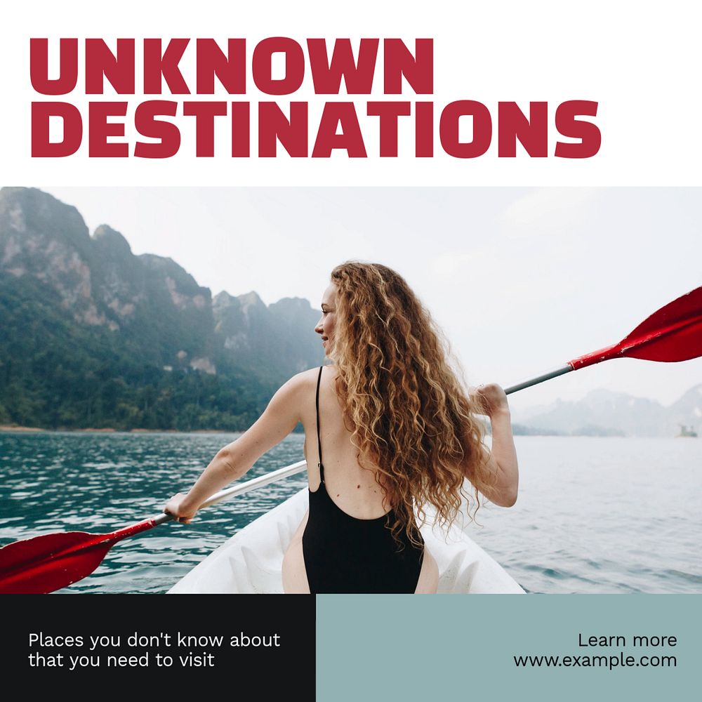 Unknown destinations Instagram post template, editable text