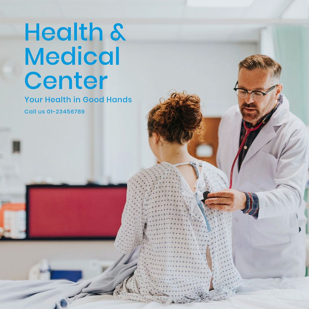 Health & medical center Instagram post template, editable text