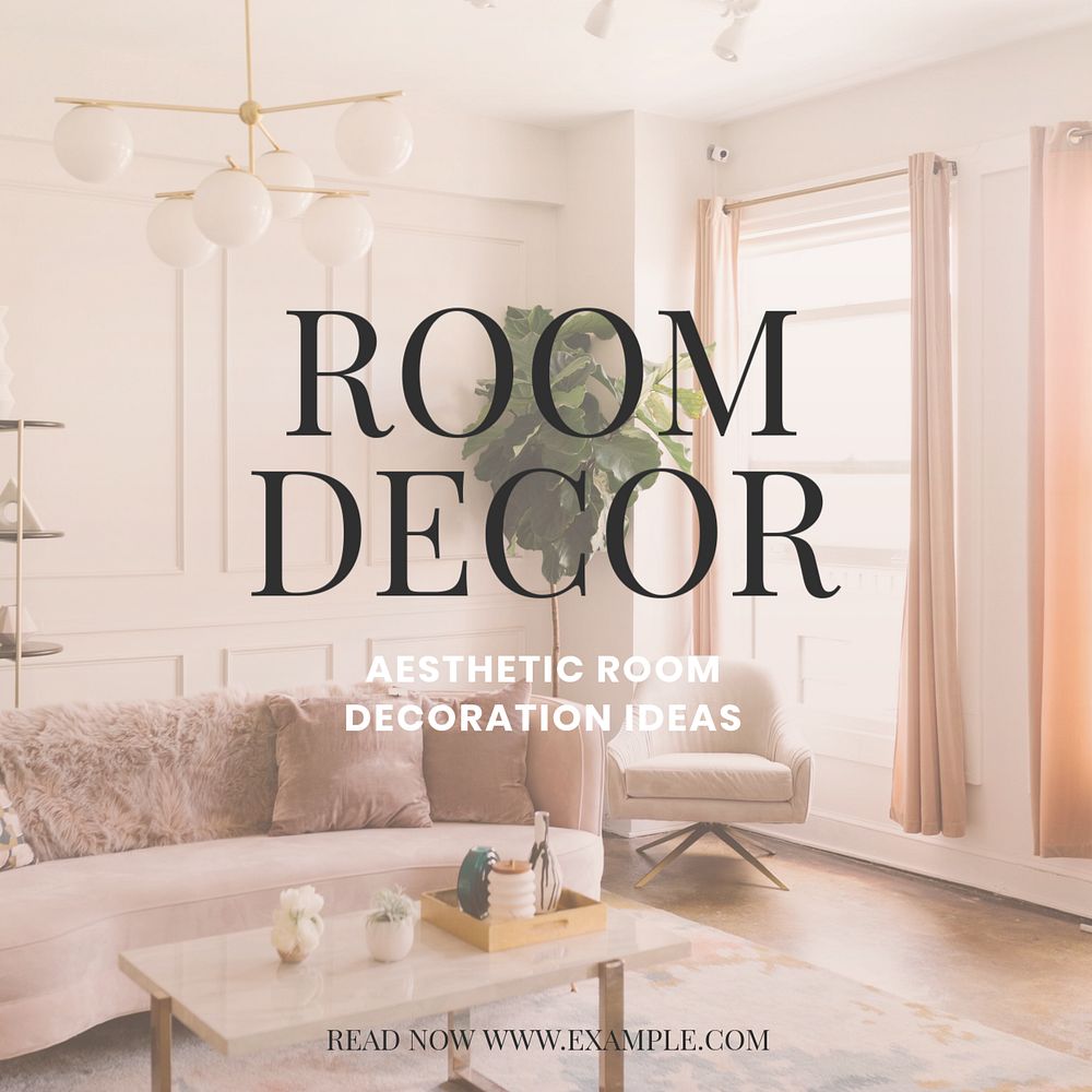 Room decor ideas  Instagram post template, editable text