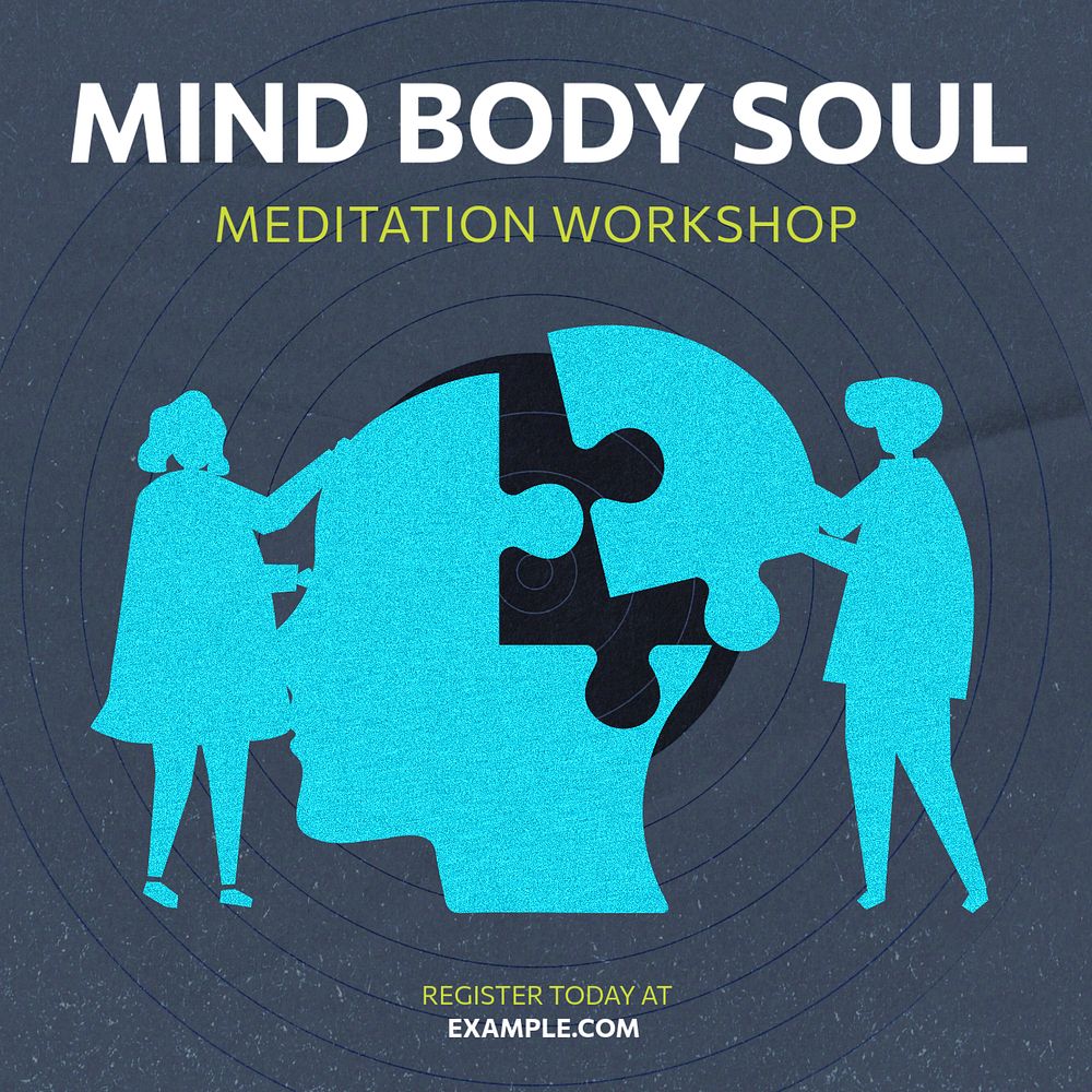 Mind, body, soul Instagram post template, editable text