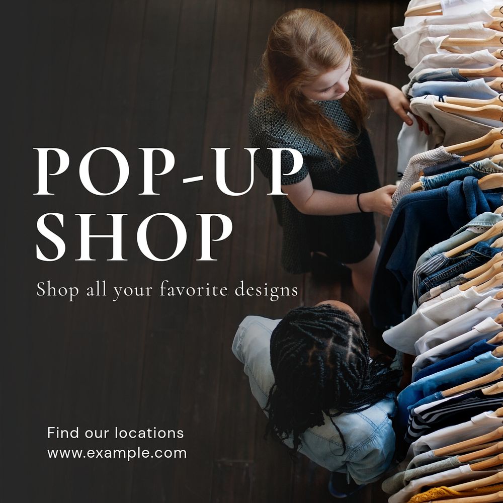 Pop-up shop Instagram post template, editable text