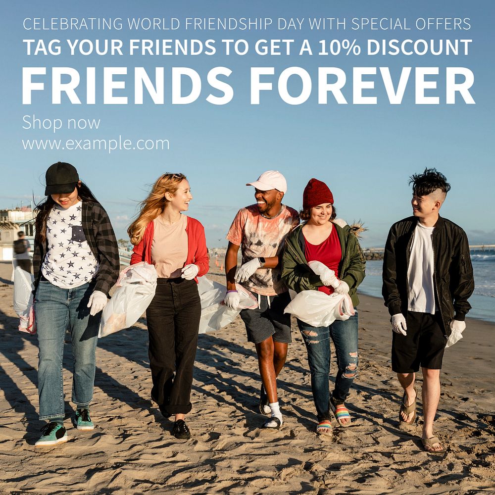 Friends forever Instagram post template, editable text