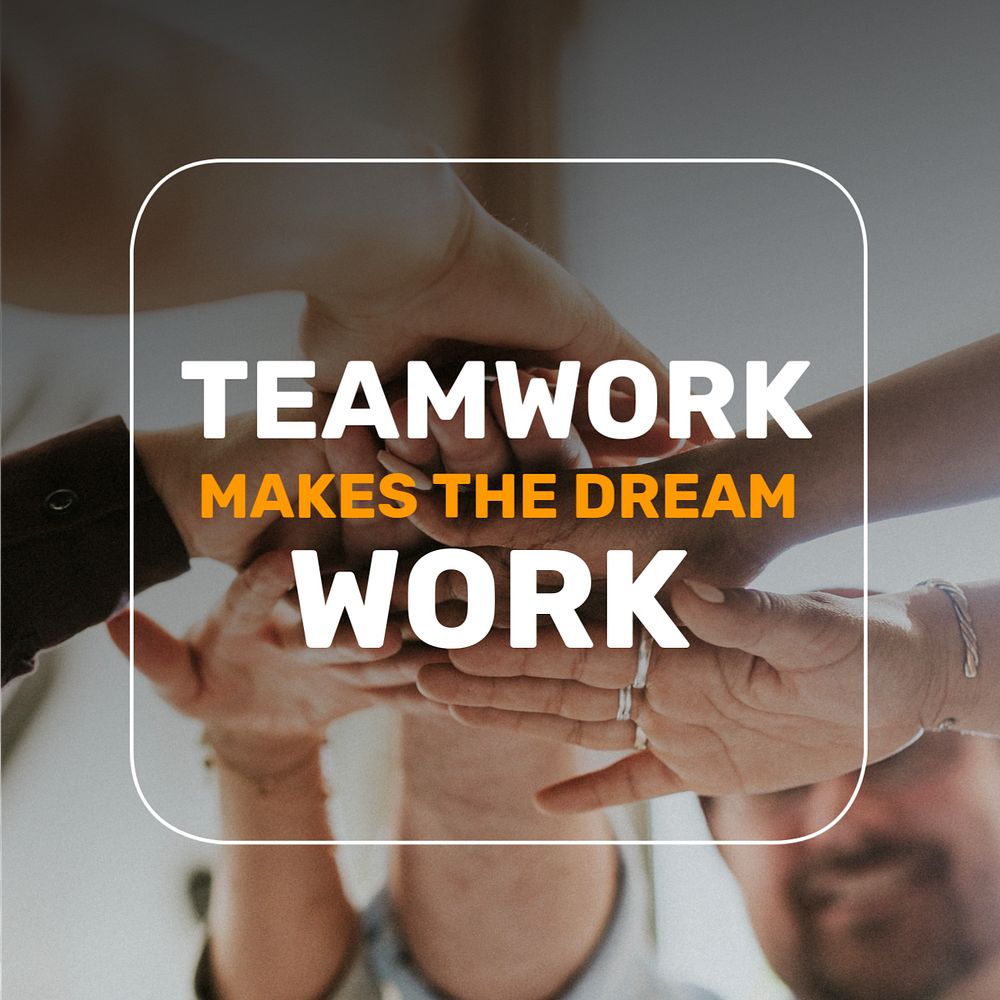 Teamwork dream work Instagram post template, editable text