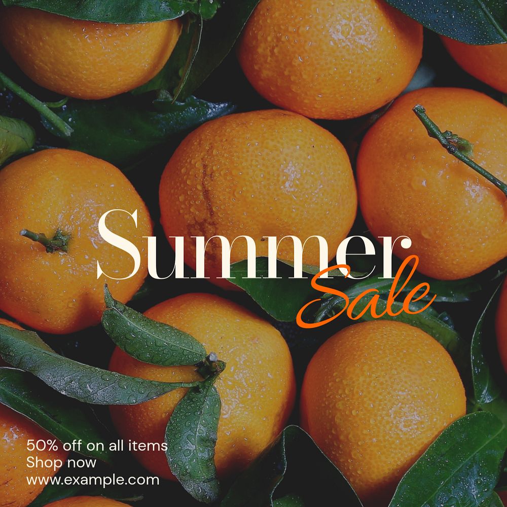 Summer sale Instagram post template, editable text