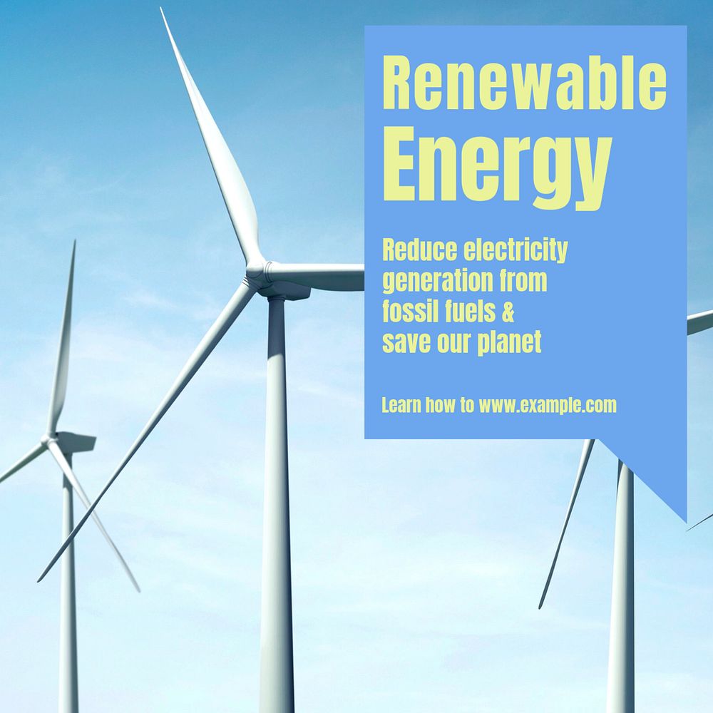 Renewable energy Instagram post template, editable text