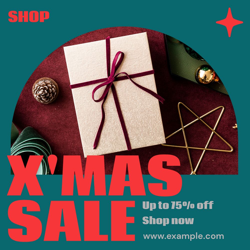 Xmas sale Instagram post template, editable text