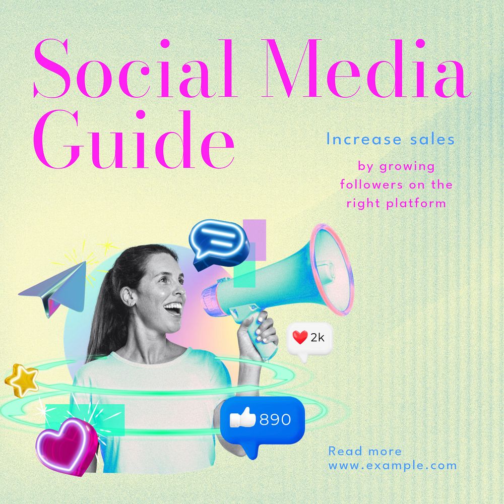 Social media guide Instagram post template, editable text