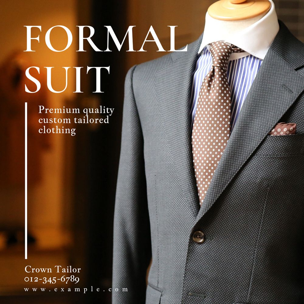 Formal suit Instagram post template, editable text