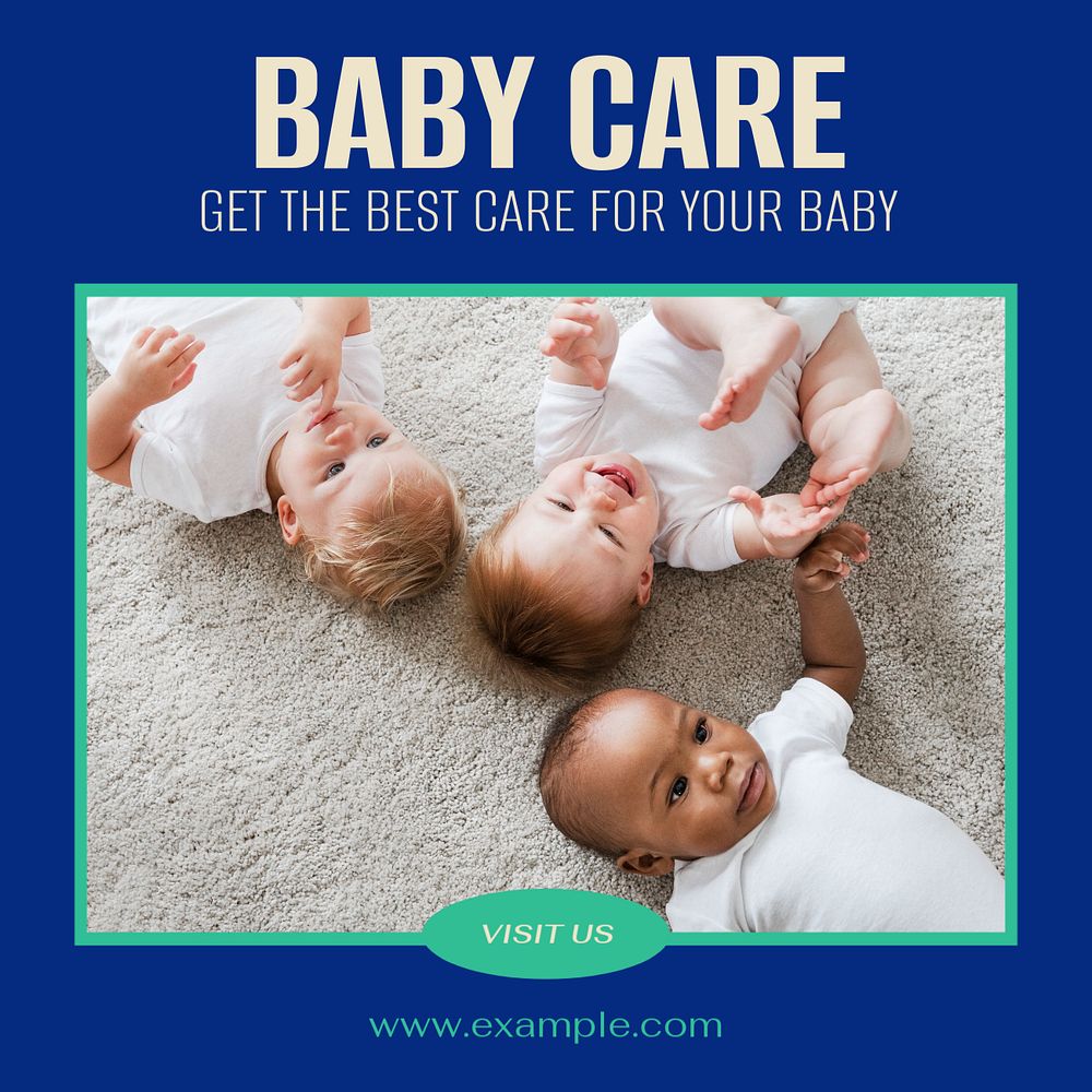 Baby care Instagram post template, editable design