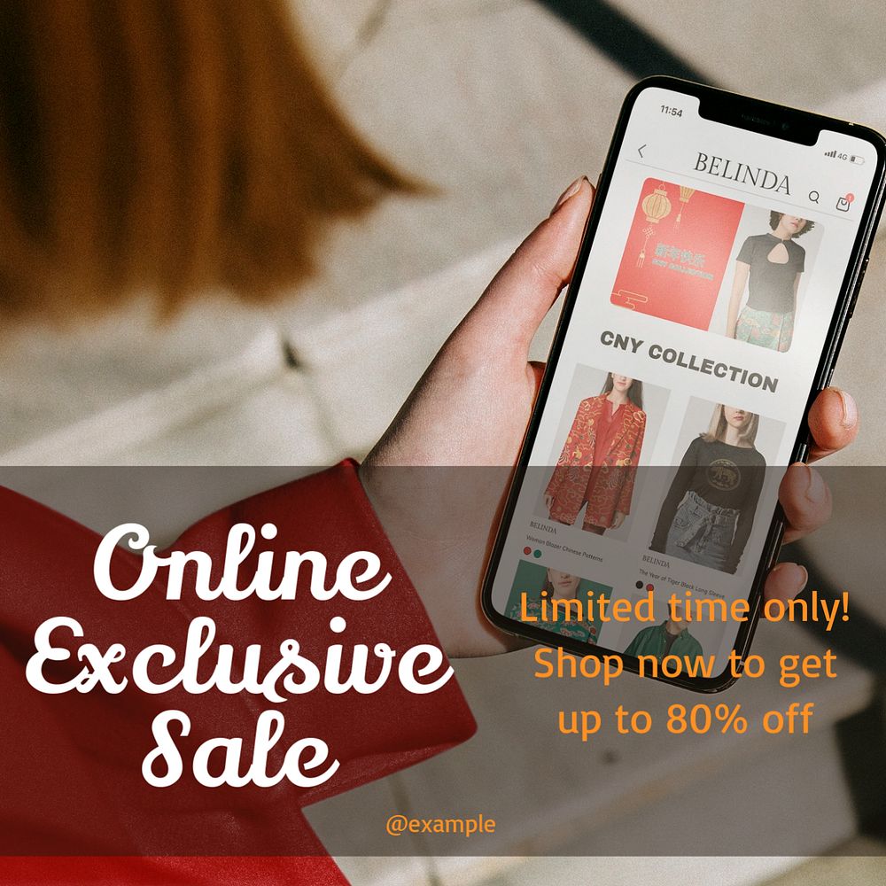 Online exclusive sale Instagram post template, editable text