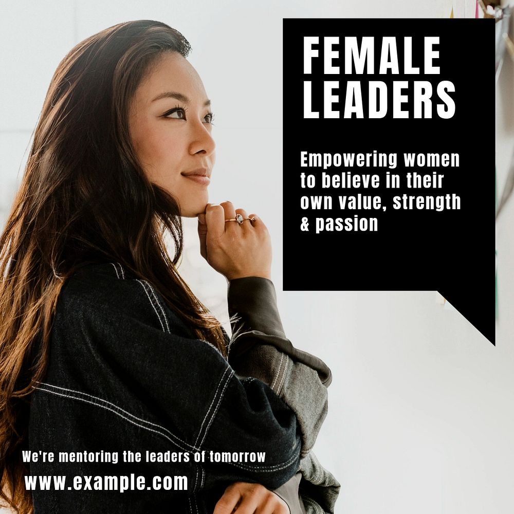 Female leaders Instagram post template, editable text