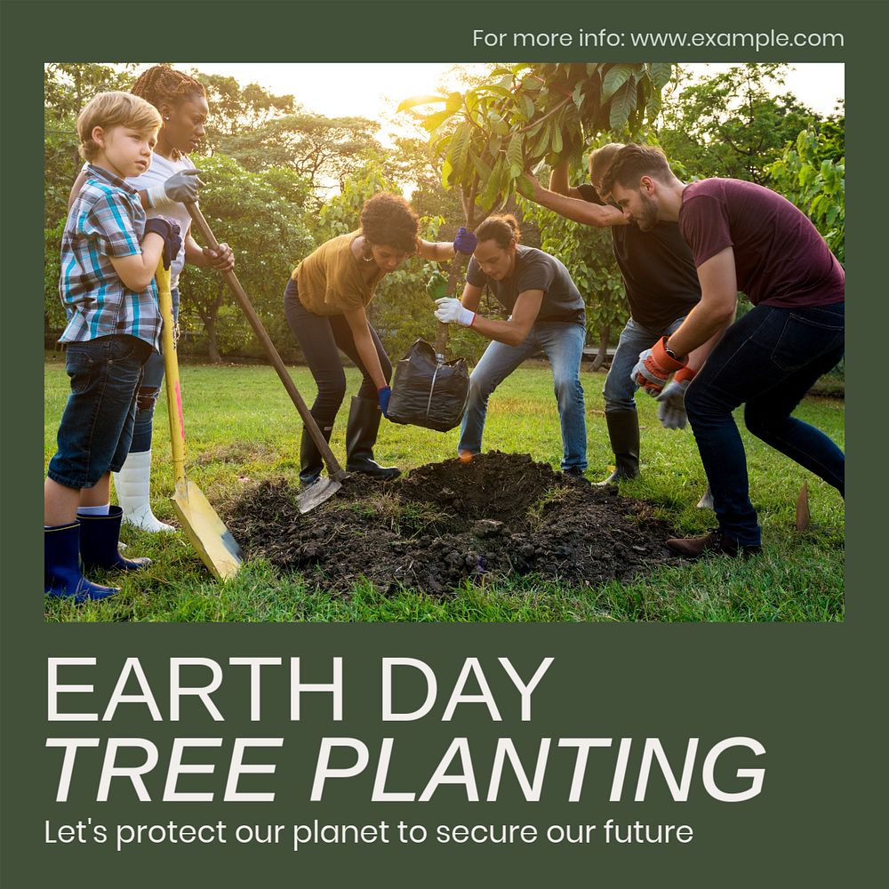 Earth day & tree Instagram post template, editable text