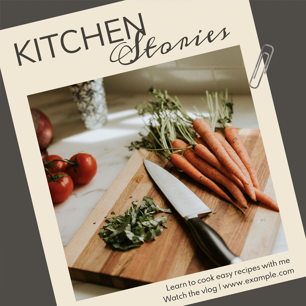 Kitchen stories Instagram post template, editable text