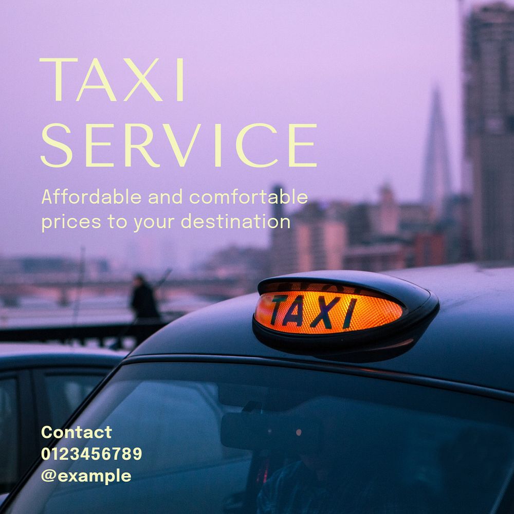 Taxi service Instagram post template, editable text