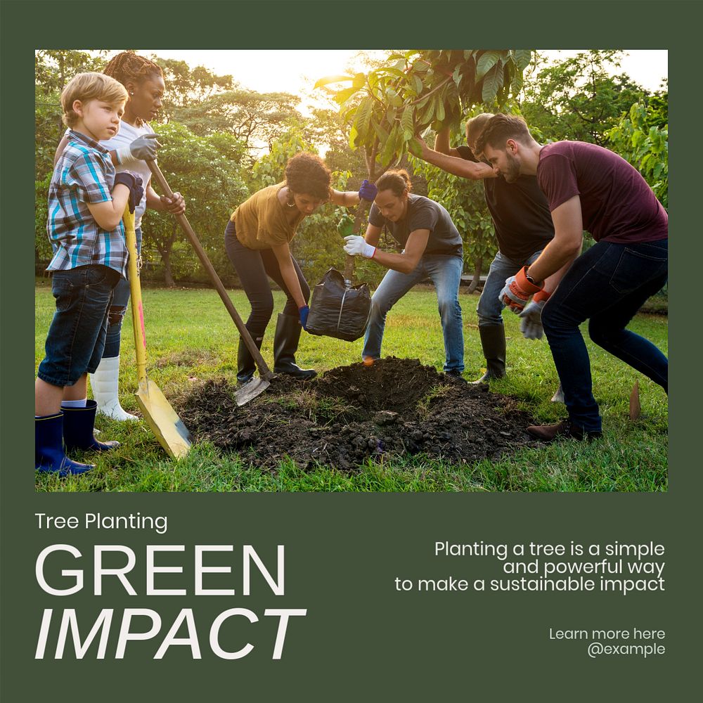 Green impact Instagram post template, editable text