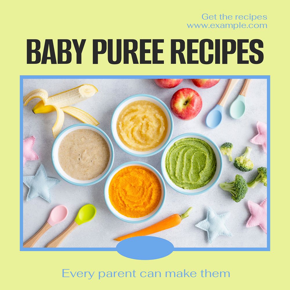 Baby puree Instagram post template, editable text