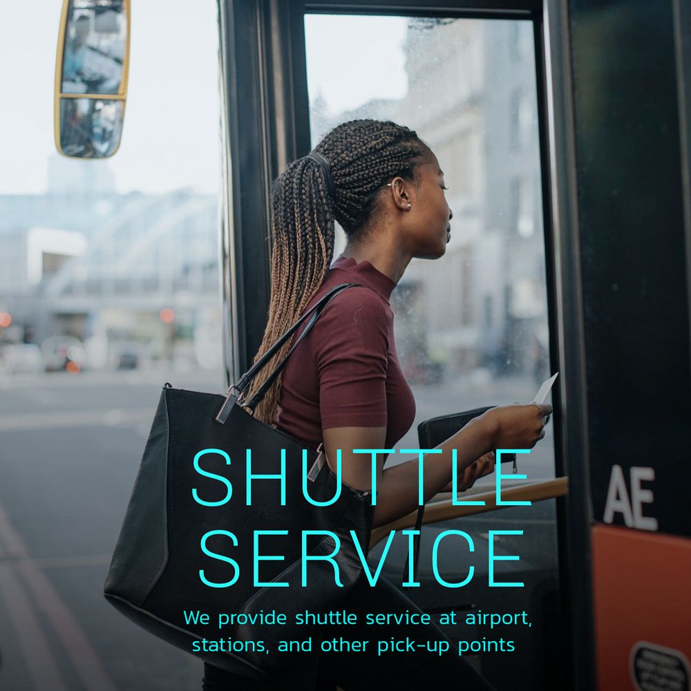 Shuttle service Instagram post template, editable text