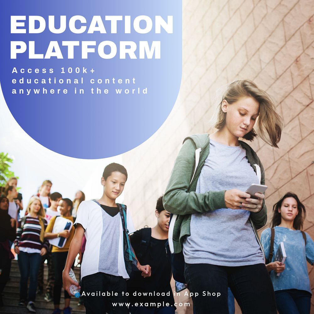 Education platform Instagram post template, editable text