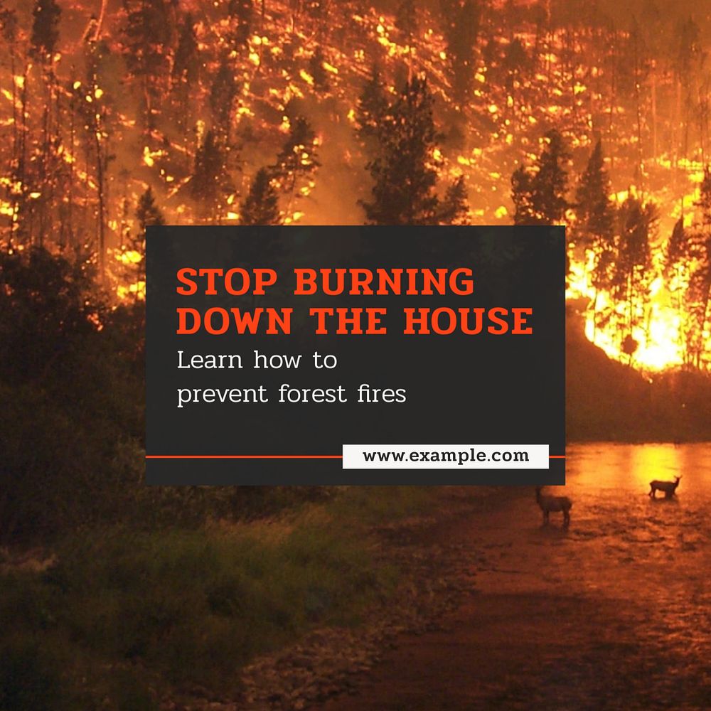 Forest fire Instagram post template, editable text