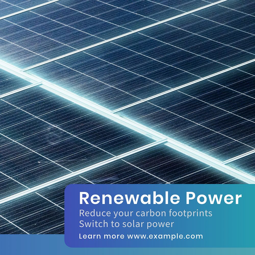 Renewable power Instagram post template, editable text