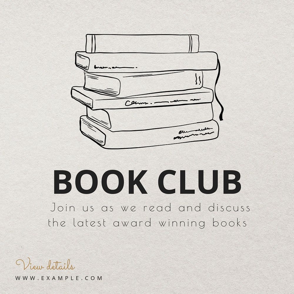 Book club Instagram post template, editable text