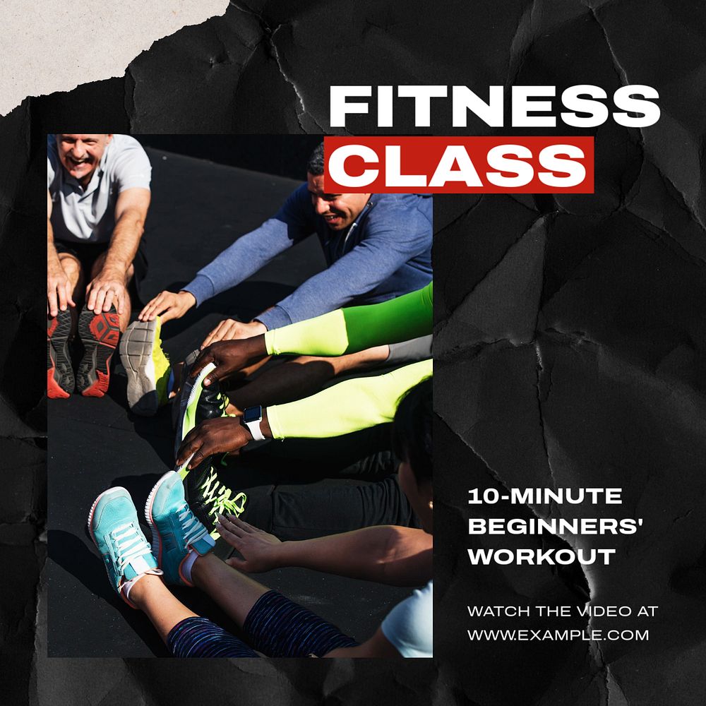 Fitness class Instagram post template, editable text