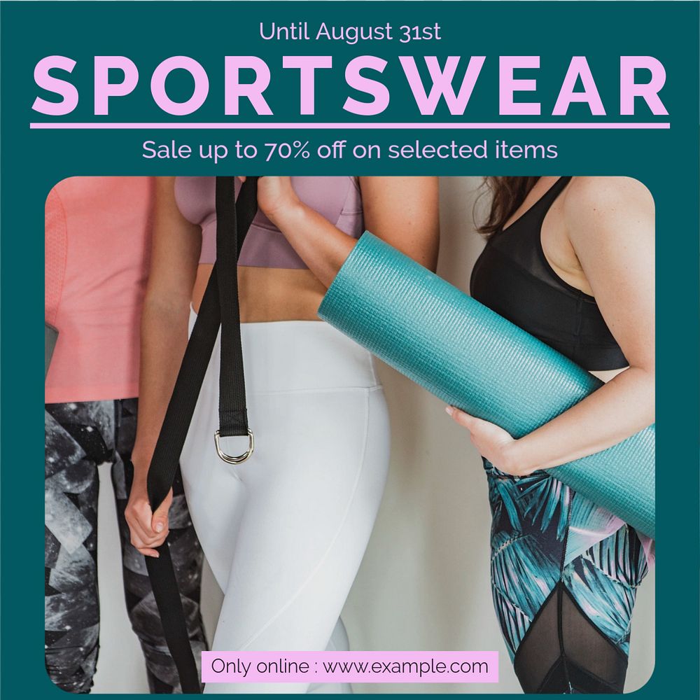 Sportswear sale Instagram post template, editable text