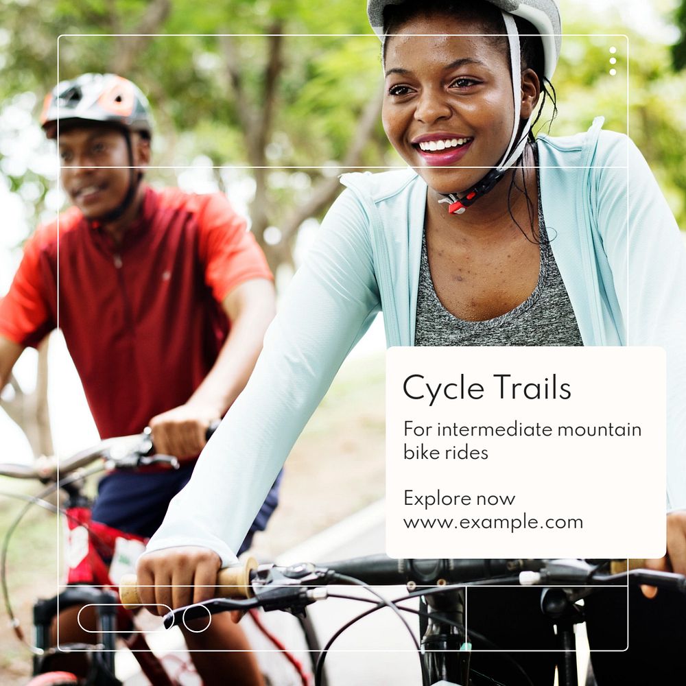 Cycle trails Instagram post template, editable text