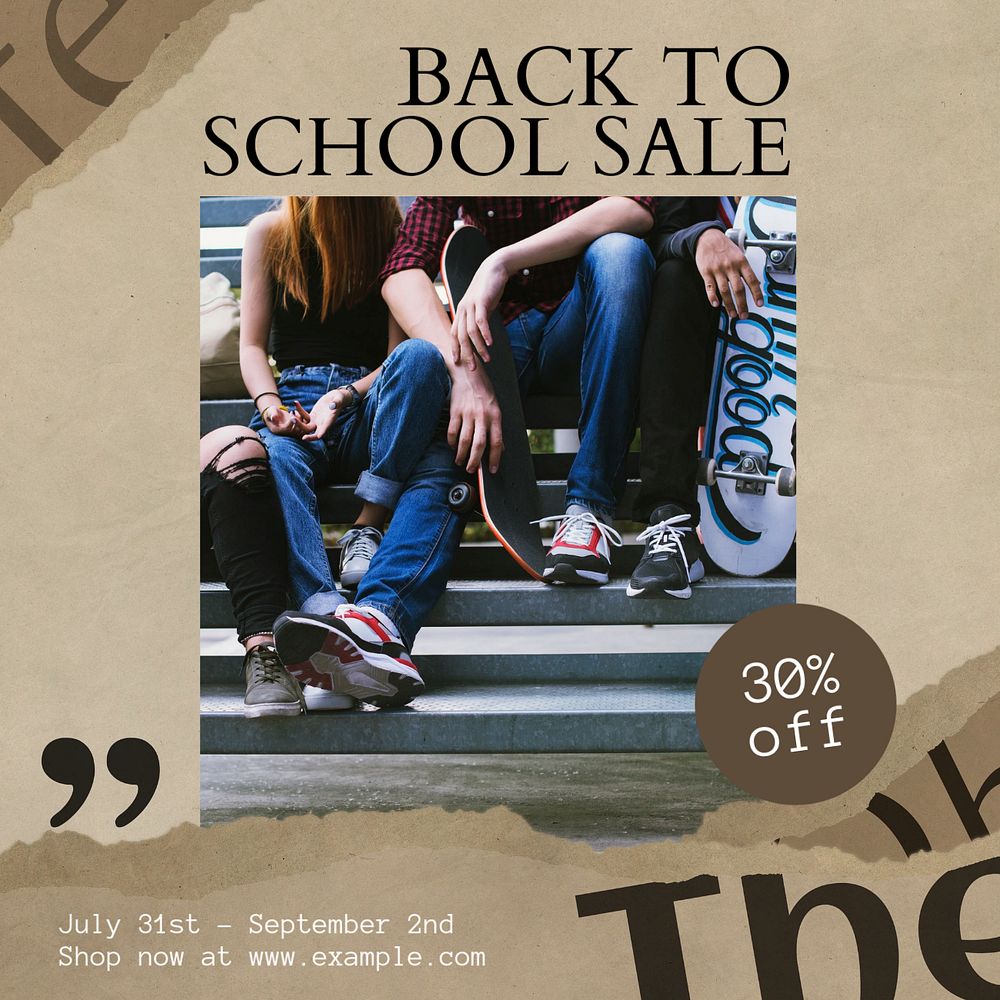 Back to school sale Instagram post template, editable text