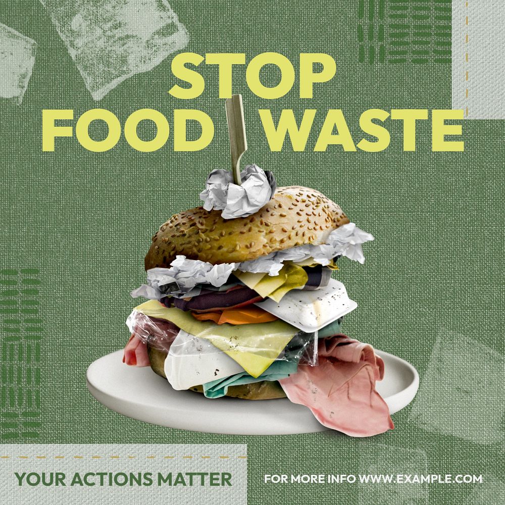 Stop food waste Instagram post template, editable text