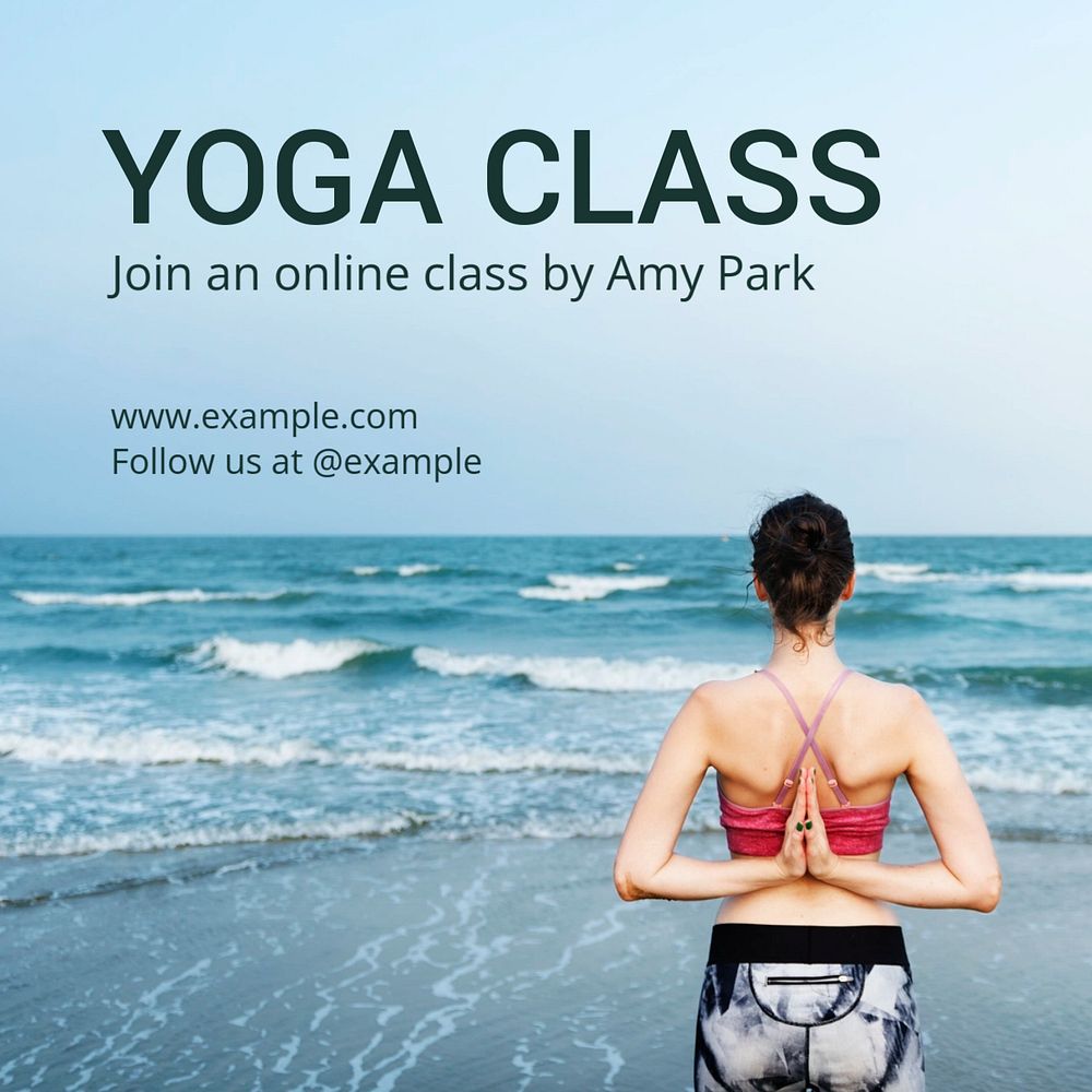 Yoga class advertisement Instagram post template, editable text