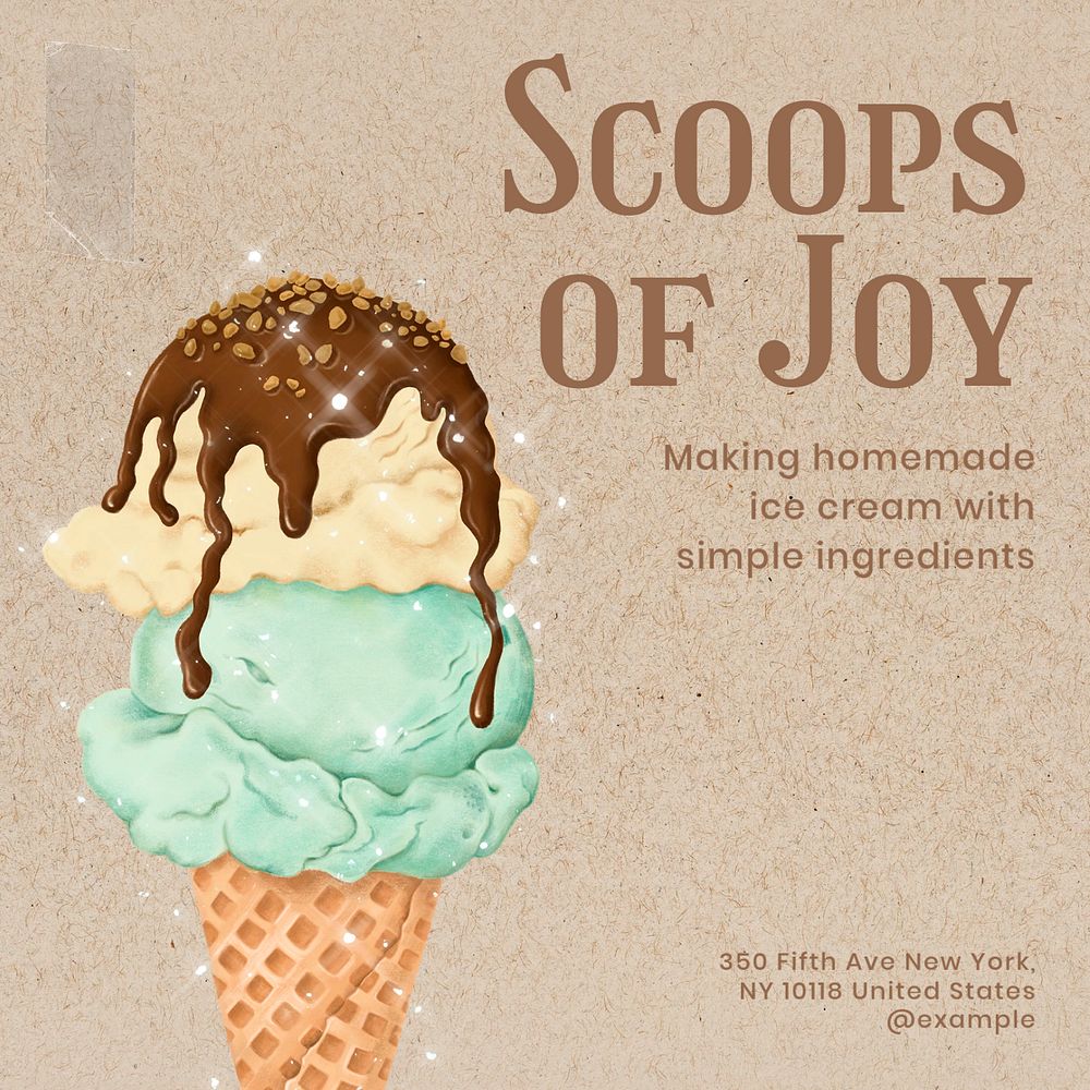 Scoops of joy Instagram post template, editable text