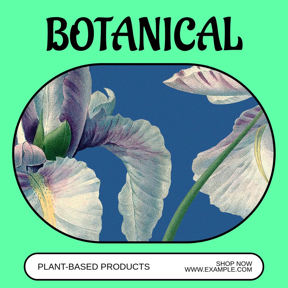 Botanical products Instagram post template, editable text