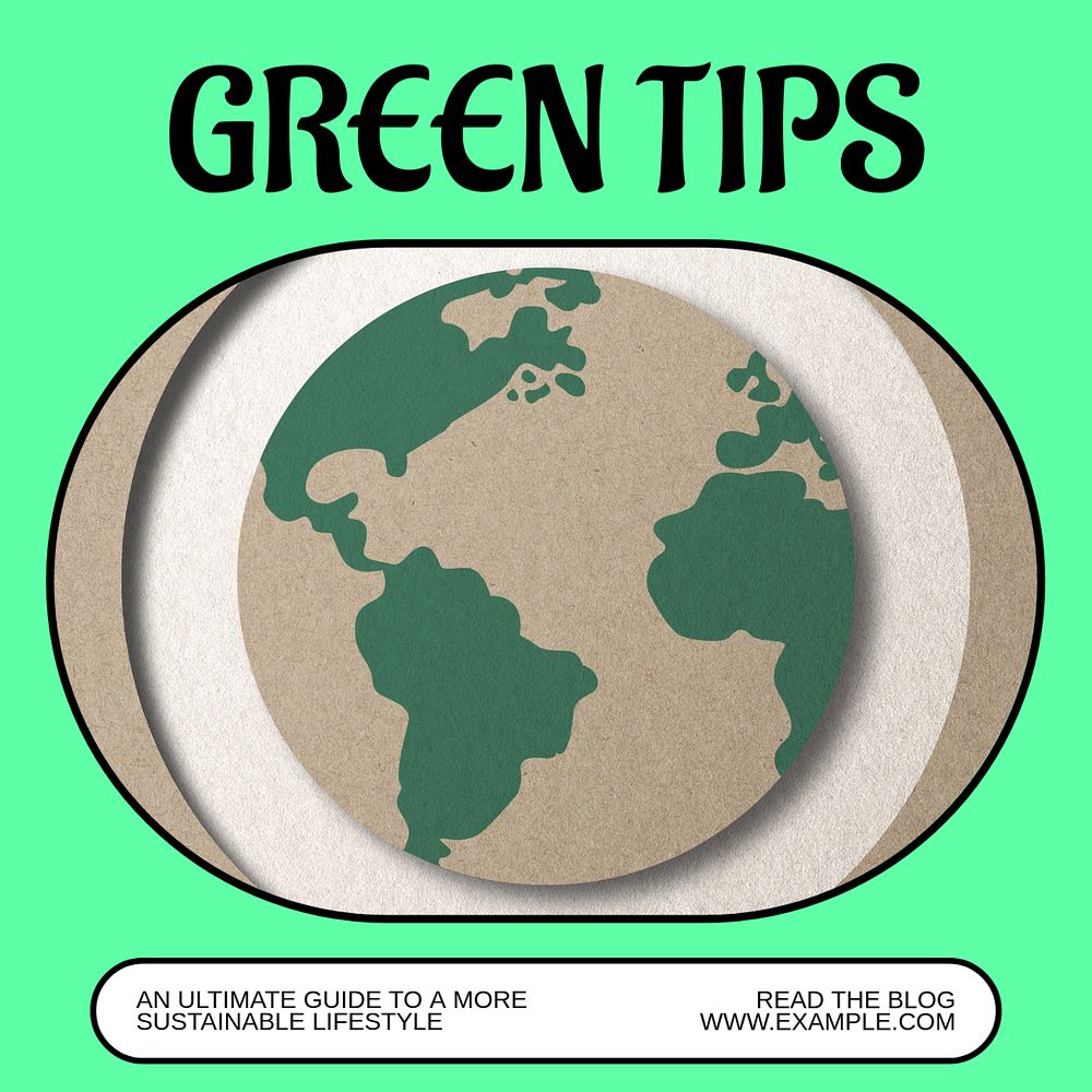 Green tips Instagram post template, editable text