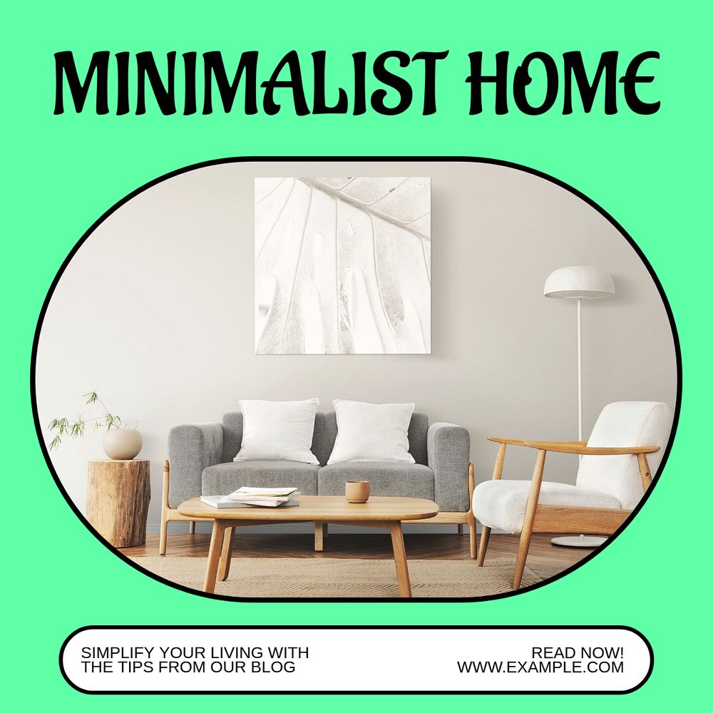 Minimalist home decor Instagram post template, editable text