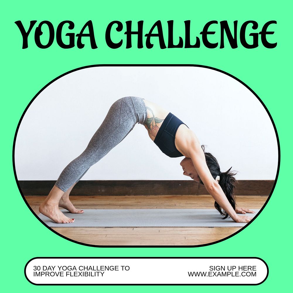 Yoga challenge Instagram post template, editable text