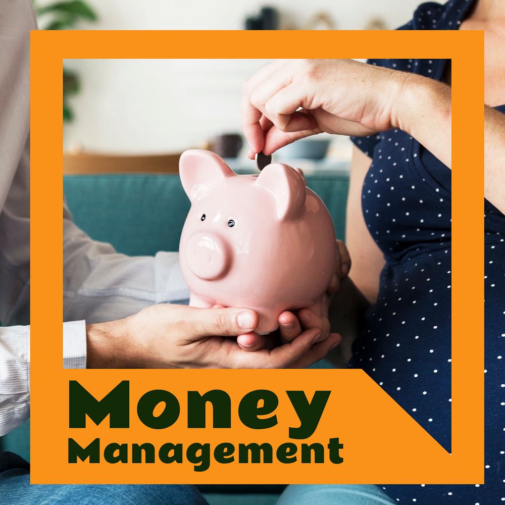 Money management Instagram post template, editable text