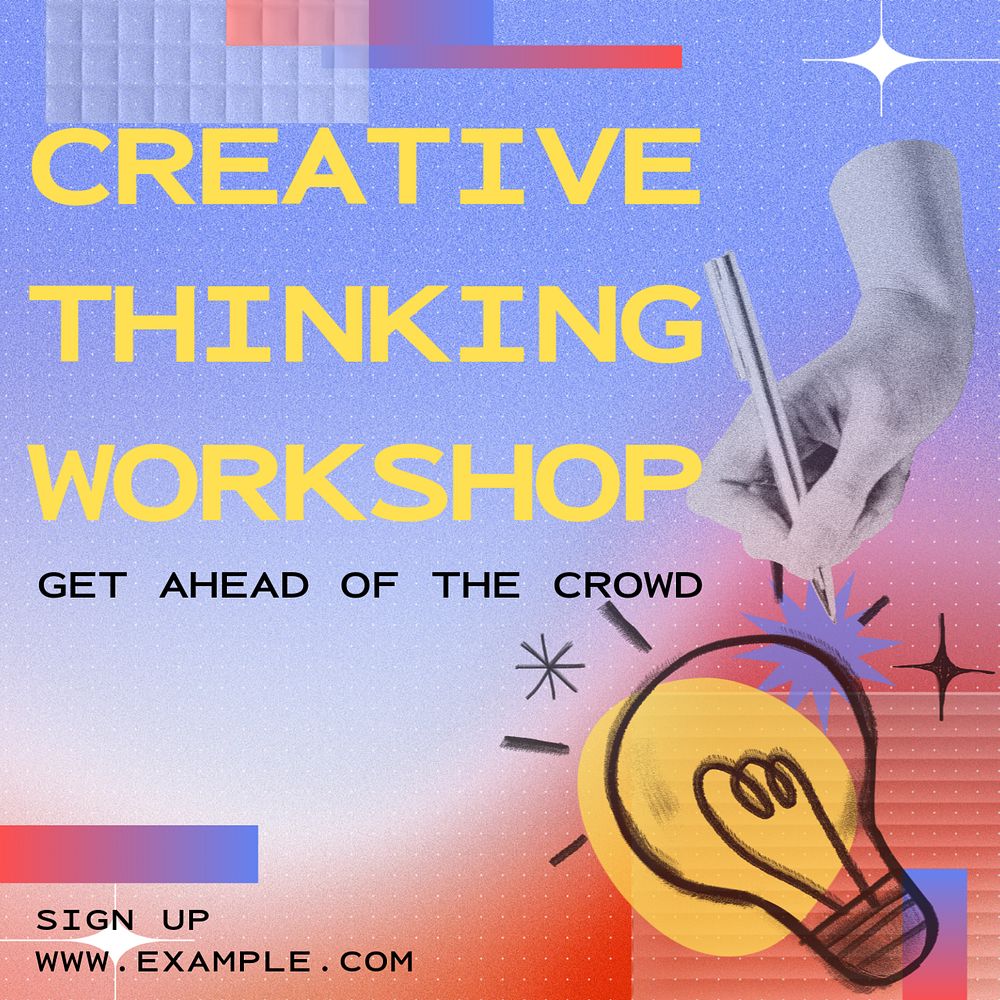 Creative writing workshop Instagram post template, editable text