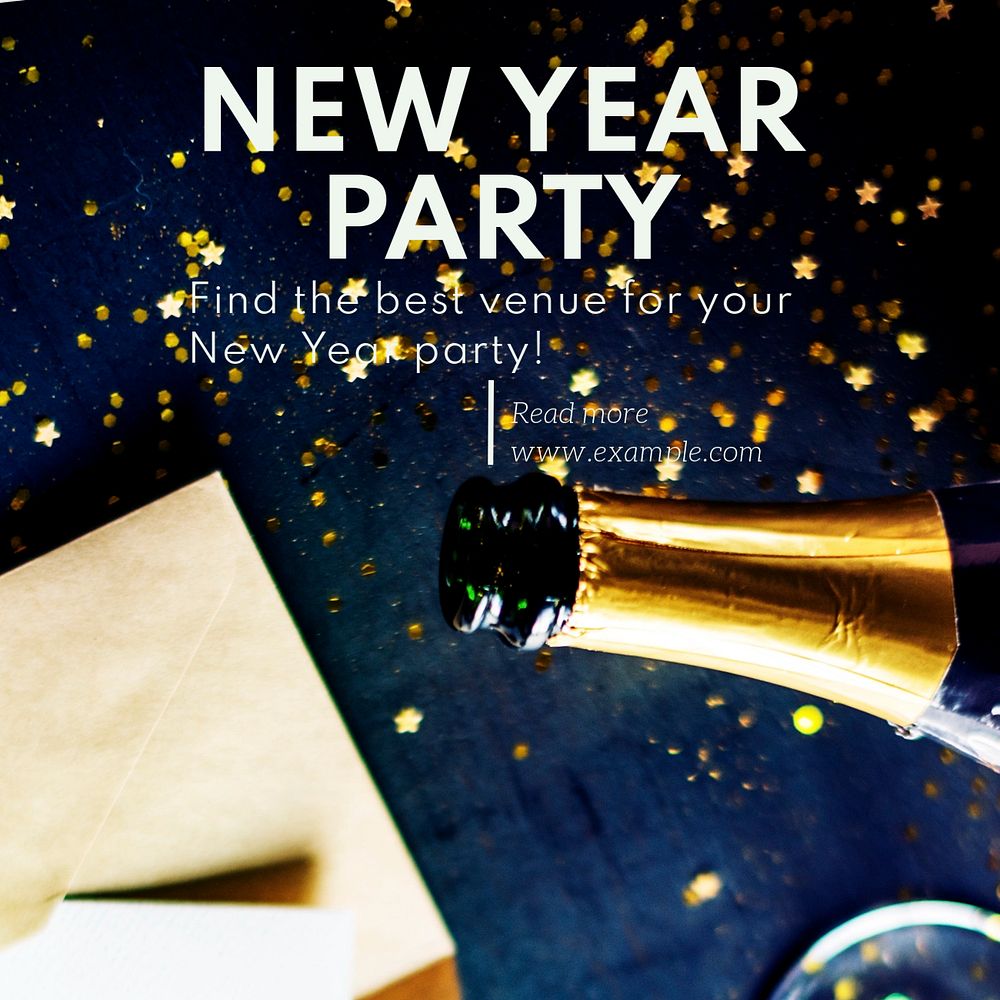 New year party Instagram post template, editable text