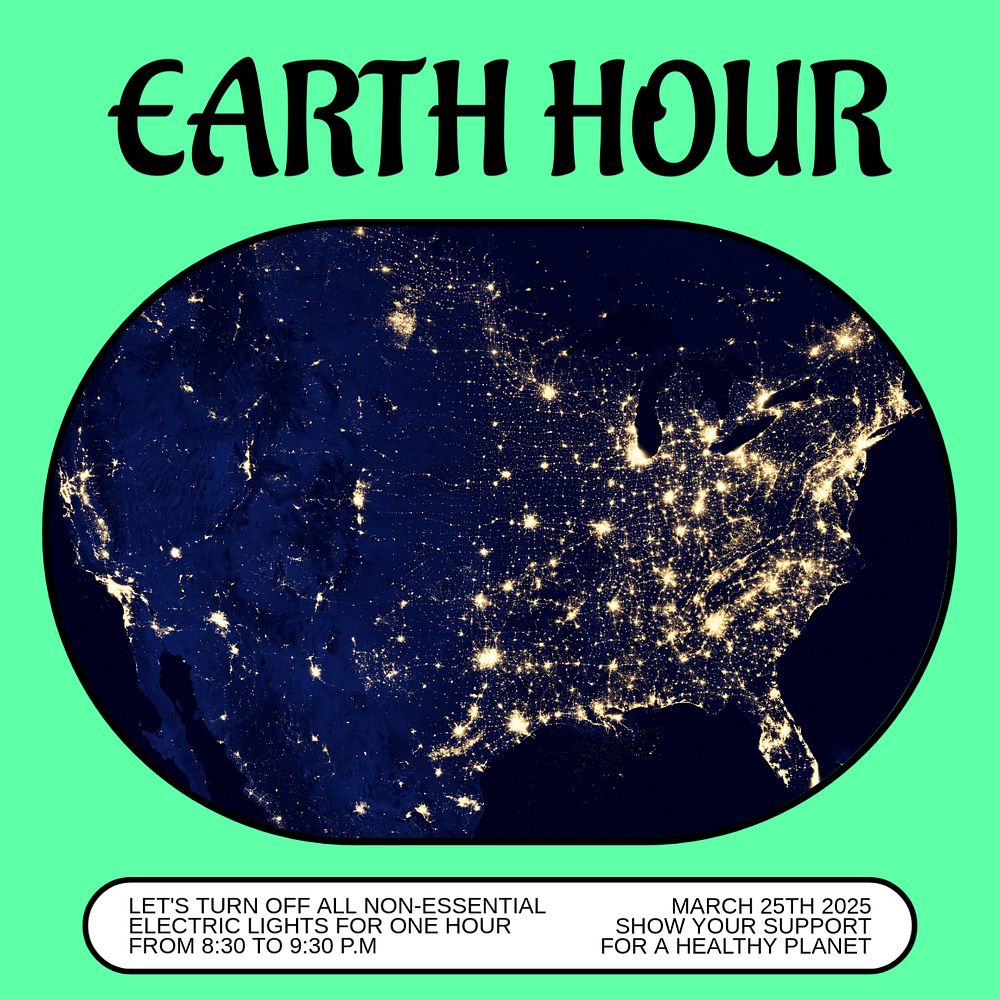 Earth hour Instagram post template, editable text