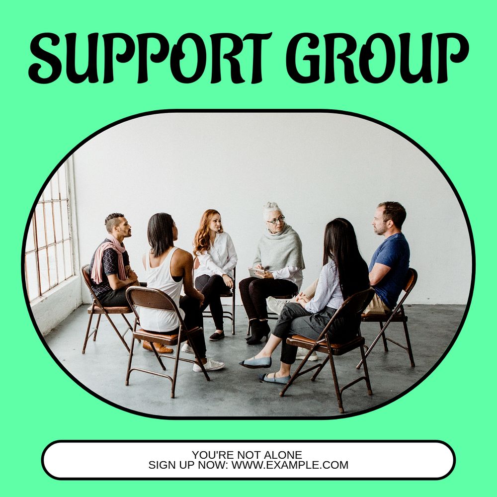 Emotional support group Instagram post template, editable text