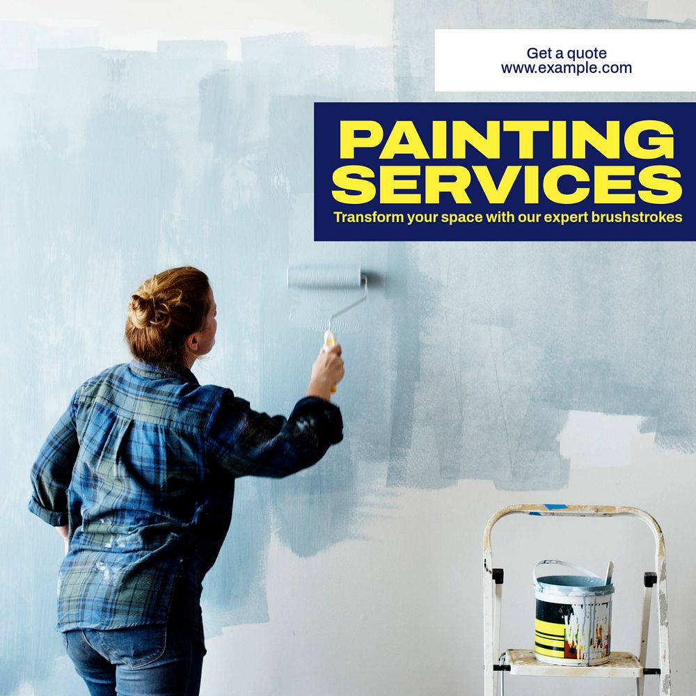 Painting service Instagram post template, editable text