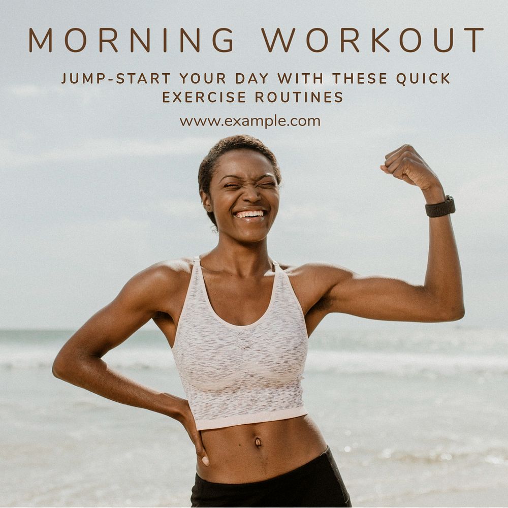 Morning workout routine Instagram post template, editable text