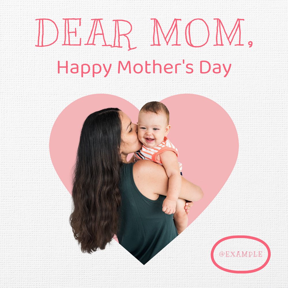 Dear mom Instagram post template, editable text