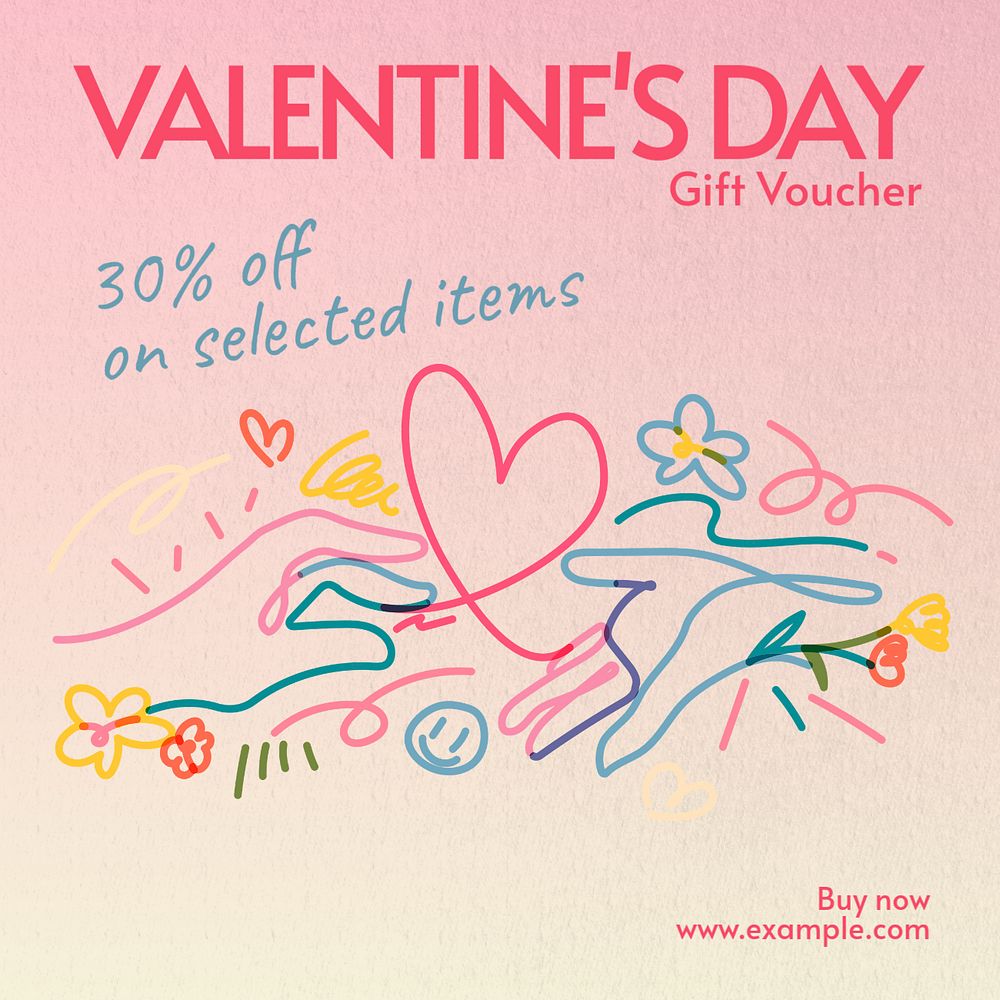 Valentine's Day voucher Instagram post template, editable text