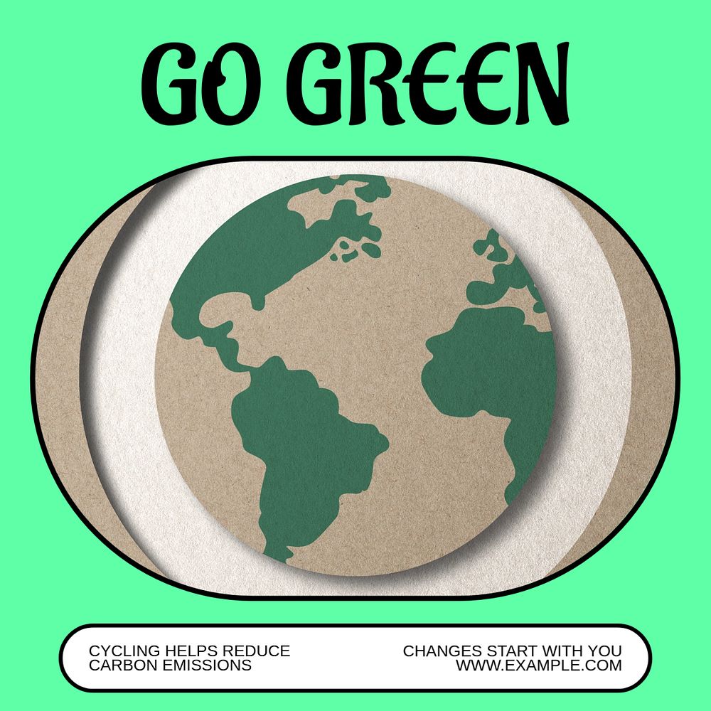 Go green Instagram post template, editable text