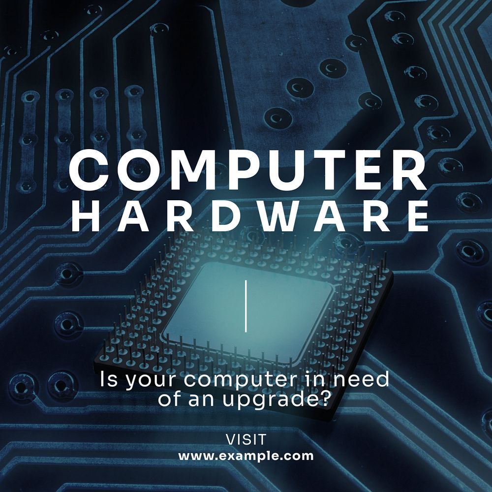 Computer hardware Instagram post template, editable text